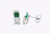 Radiant Cut Diamond & Emerald Stud Earrings in Platinum