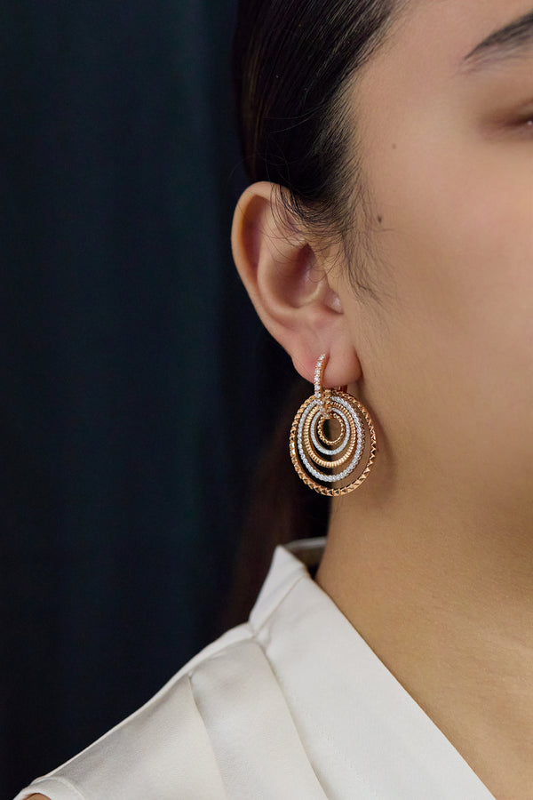 1.42 Round Cut Diamond Five-Row Hoop Earrings 