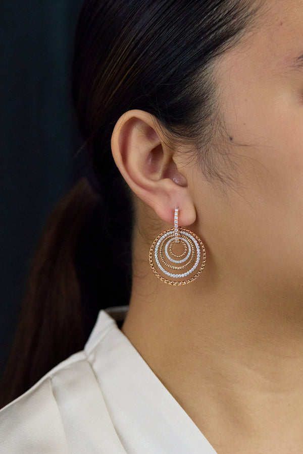 Diamond Five-Row Hoop Earrings