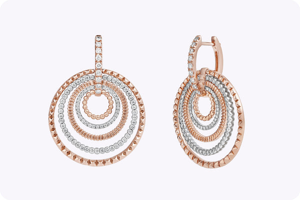Total Round Cut Diamond Five-Row Hoop Earrings in Two-Tone Gold