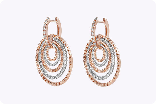Total Round Cut Diamond Five-Row Hoop Earrings