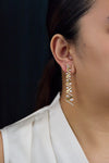 3.52 Carats Total Round Cut Diamond Zigzag Drop Earrings in Yellow Gold
