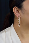 3.52 Carats Total Round Cut Diamond Zigzag Drop Earrings in Yellow Gold