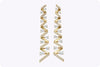 3.52 Carats Total Round Cut Diamond Zigzag Drop Earrings in Yellow Gold