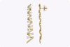 3.52 Carats Total Round Cut Diamond Zigzag Drop Earrings in Yellow Gold
