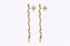 3.52 Carats Total Round Cut Diamond Zigzag Drop Earrings in Yellow Gold