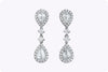 1.87 Carats Total Pear Shape Rose Cut Diamond Dangle Earrings in White Gold