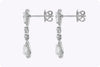 1.87 Carats Total Pear Shape Rose Cut Diamond Dangle Earrings in White Gold