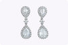 1.42 Carats Total Pear Shape Rose Cut Diamond Dangle Earrings in White Gold