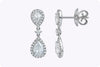 1.42 Carats Total Pear Shape Rose Cut Diamond Dangle Earrings in White Gold