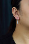 1.12 Carats Total Pear & Round Shape with Rose Cut Diamond Dangle Earrings in White Gold