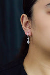 1.12 Carats Total Pear & Round Shape with Rose Cut Diamond Dangle Earrings in White Gold
