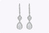 1.12 Carats Total Pear & Round Shape with Rose Cut Diamond Dangle Earrings in White Gold