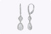 1.12 Carats Total Pear & Round Shape with Rose Cut Diamond Dangle Earrings in White Gold