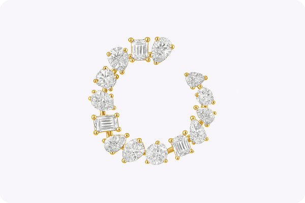 3.01 Carats Total Mixed-Cut Diamond Fashion Earrings in Yellow Gold