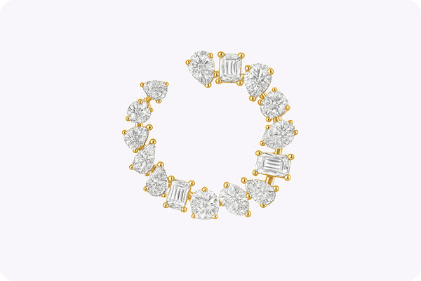 3.01 Carats Total Mixed-Cut Diamond Fashion Earrings in Yellow Gold