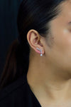 1.49 Carats Total Pear & Round Cut Diamond Crawler Earrings in White Gold