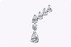 1.49 Carats Total Pear & Round Cut Diamond Crawler Earrings in White Gold