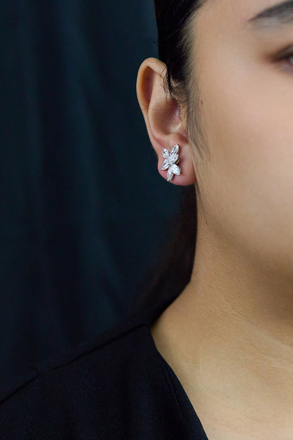 4.71 Carats Total Marquise & Pear Shape Diamond Earrings in White Gold