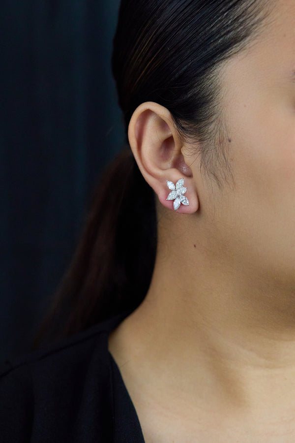 4.71 Carats Total Marquise & Pear Shape Diamond Earrings in White Gold