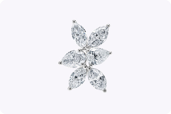 4.71 Carats Total Marquise & Pear Shape Diamond Earrings in White Gold