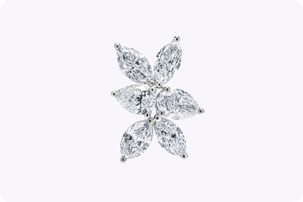 4.71 Carats Total Marquise & Pear Shape Diamond Earrings in White Gold