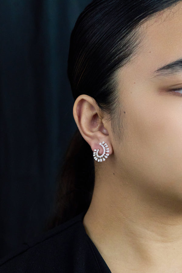 1.77 Carats Round & Pear Shape Diamond Earrings