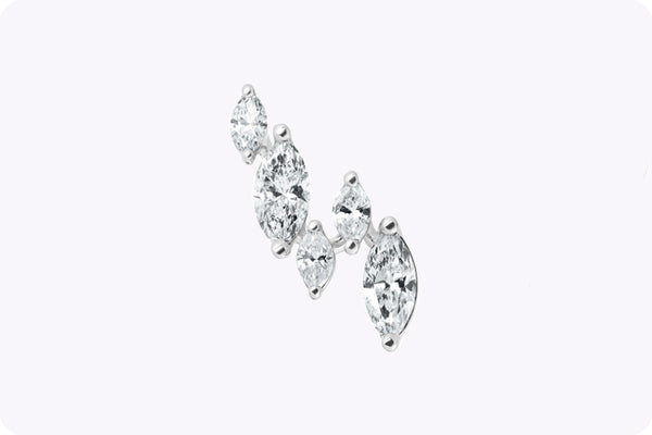 Total Marquise Cut Diamond Climber Earrings in White Gold