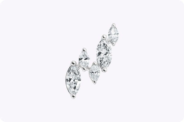 1.11 Carats Marquise Cut Diamond Climber Earrings