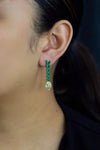 6.15 Carat Mixed Cut Diamond and Emerald Drop Earrings in Platinum