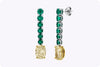 6.15 Carat Mixed Cut Diamond and Emerald Drop Earrings in Platinum