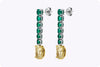 6.15 Carat Mixed Cut Diamond and Emerald Drop Earrings in Platinum
