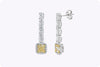 Yellow & White Diamond Drop Earrings