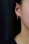 mixed-cut diamond hoop earrings in white gold by roman malakov