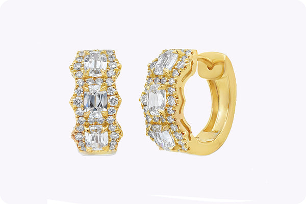 Cushion Cut Diamond Hoop Earrings 