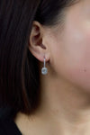1.99 Carat Cushion-Cut Diamond Halo Dangle Earrings in White Gold