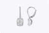 Cushion-Cut Diamond Halo Dangle Earrings