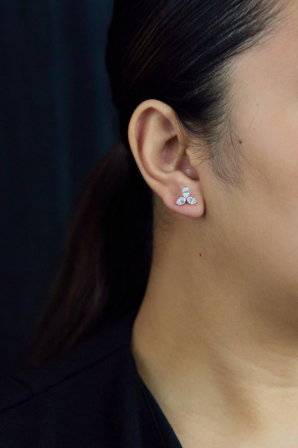 Diamond Floral Stud Earrings 