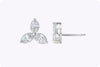 Oval Cut Diamond Floral Stud Earrings in Platinum