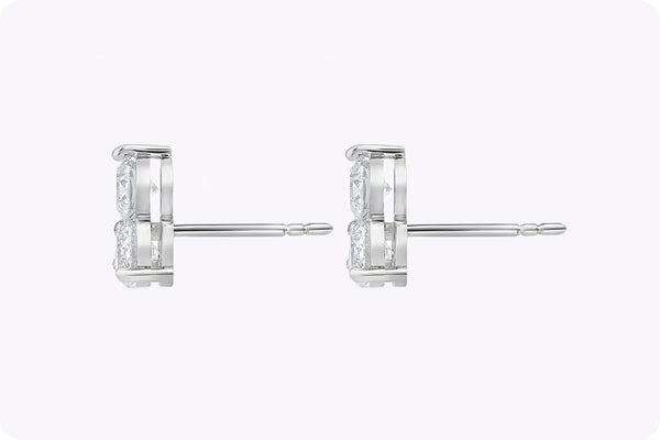 Oval Cut Diamond Floral Stud Earrings in Platinum 