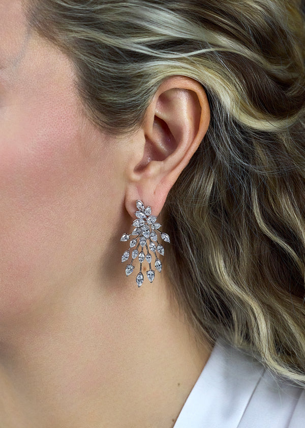8.85 Carats Total Multi-Shaped Diamond Starburst Earrings in White Gold