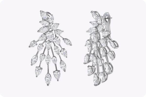 8.85 Carats Total Multi-Shaped Diamond Starburst Earrings in White Gold