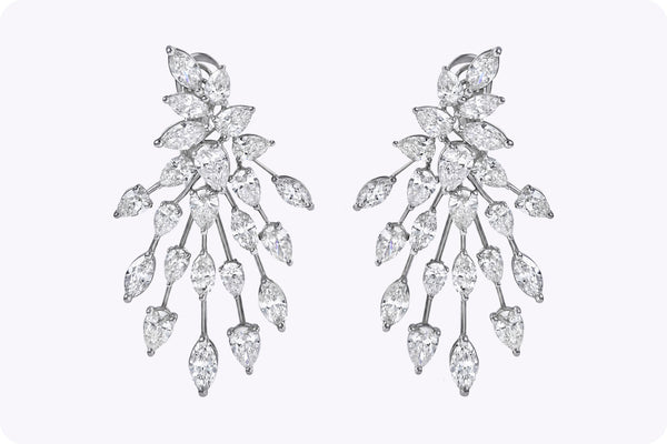 8.85 Carats Total Multi-Shaped Diamond Starburst Earrings in White Gold