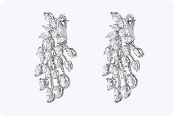 8.85 Carats Total Multi-Shaped Diamond Starburst Earrings in White Gold
