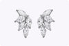 4.18 Carats Total Marquise-Cut Diamond Cluster Stud Earrings in White Gold