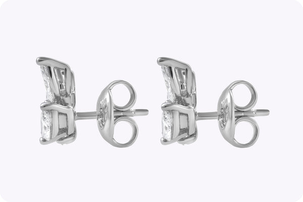 4.18 Carats Total Marquise-Cut Diamond Cluster Stud Earrings in White Gold