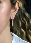 2.06 Carats Total Pear-Shaped Pink Sapphire and Diamond Drop Earrings in White Gold