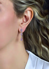 2.06 Carats Total Pear-Shaped Pink Sapphire and Diamond Drop Earrings in White Gold