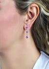 2.06 Carats Total Pear-Shaped Pink Sapphire and Diamond Drop Earrings in White Gold