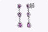 2.06 Carats Total Pear-Shaped Pink Sapphire and Diamond Drop Earrings in White Gold